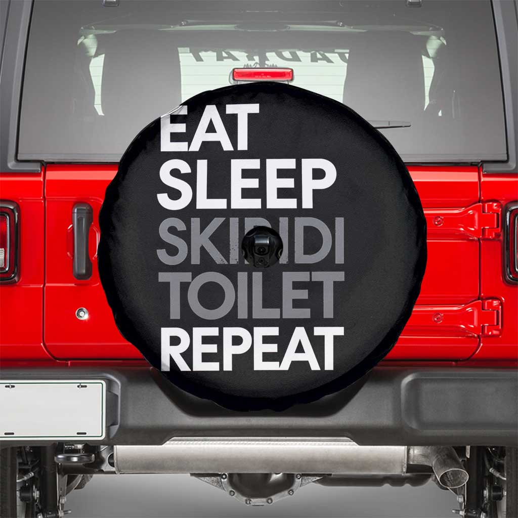 Eat Sleep Skibidi Toilet Repeat Spare Tire Cover Funny Gen Alpha Slang