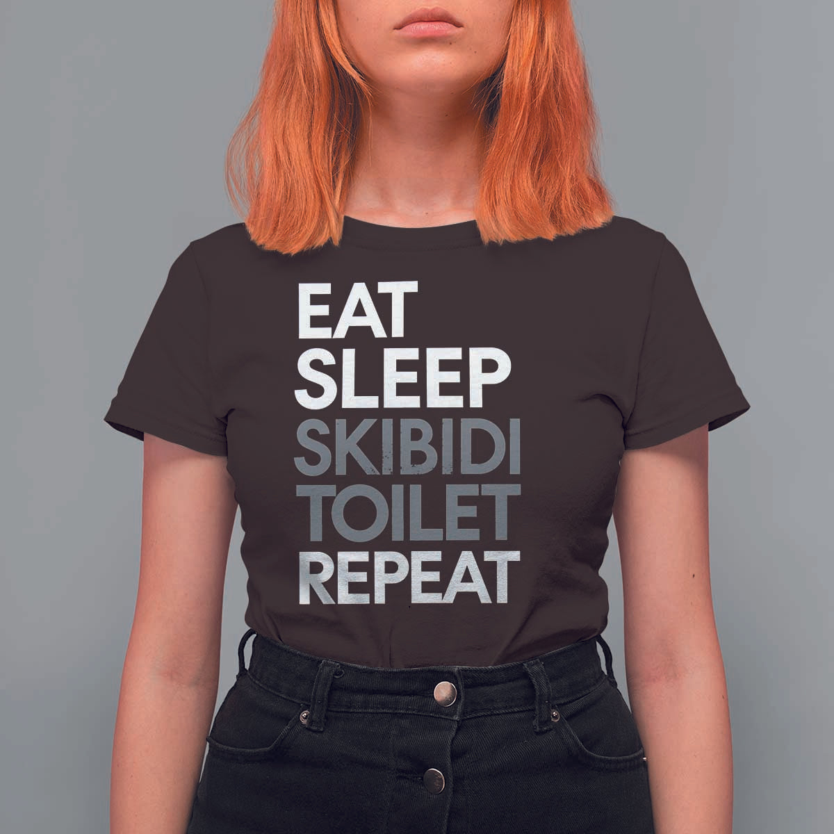 Eat Sleep Skibidi Toilet Repeat T Shirt For Women Funny Gen Alpha Slang - Wonder Print Shop