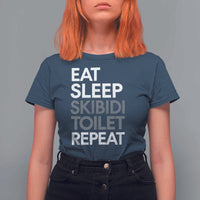 Eat Sleep Skibidi Toilet Repeat T Shirt For Women Funny Gen Alpha Slang - Wonder Print Shop