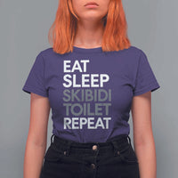 Eat Sleep Skibidi Toilet Repeat T Shirt For Women Funny Gen Alpha Slang - Wonder Print Shop