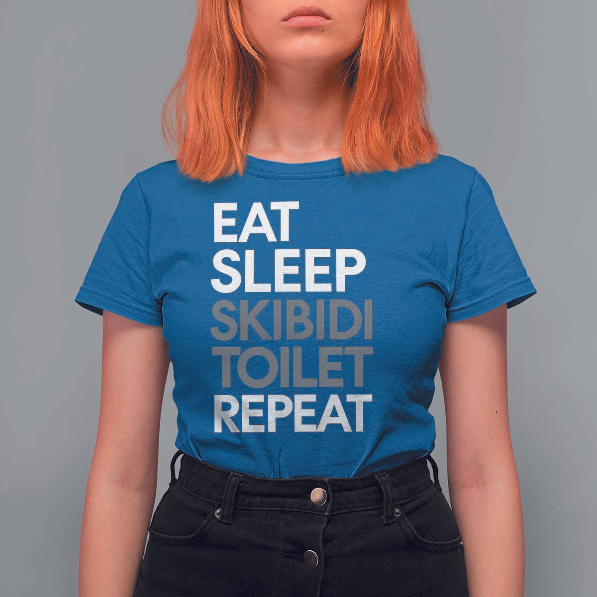 Eat Sleep Skibidi Toilet Repeat T Shirt For Women Funny Gen Alpha Slang - Wonder Print Shop
