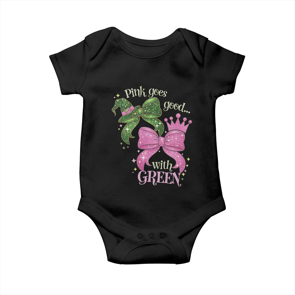 Green and Pink Coquette Bow Baby Onesie Pink Goes Good With Green