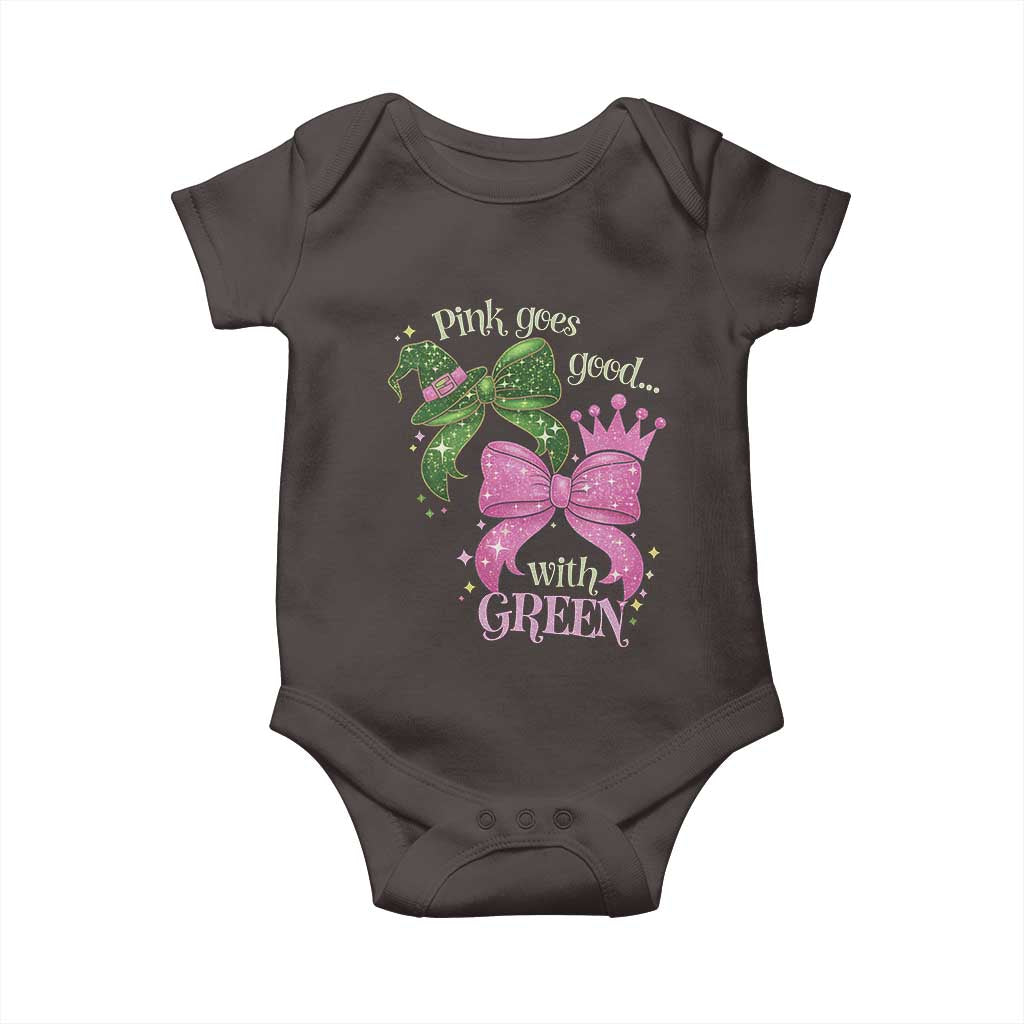 Green and Pink Coquette Bow Baby Onesie Pink Goes Good With Green