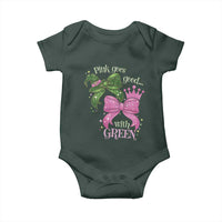 Green and Pink Coquette Bow Baby Onesie Pink Goes Good With Green