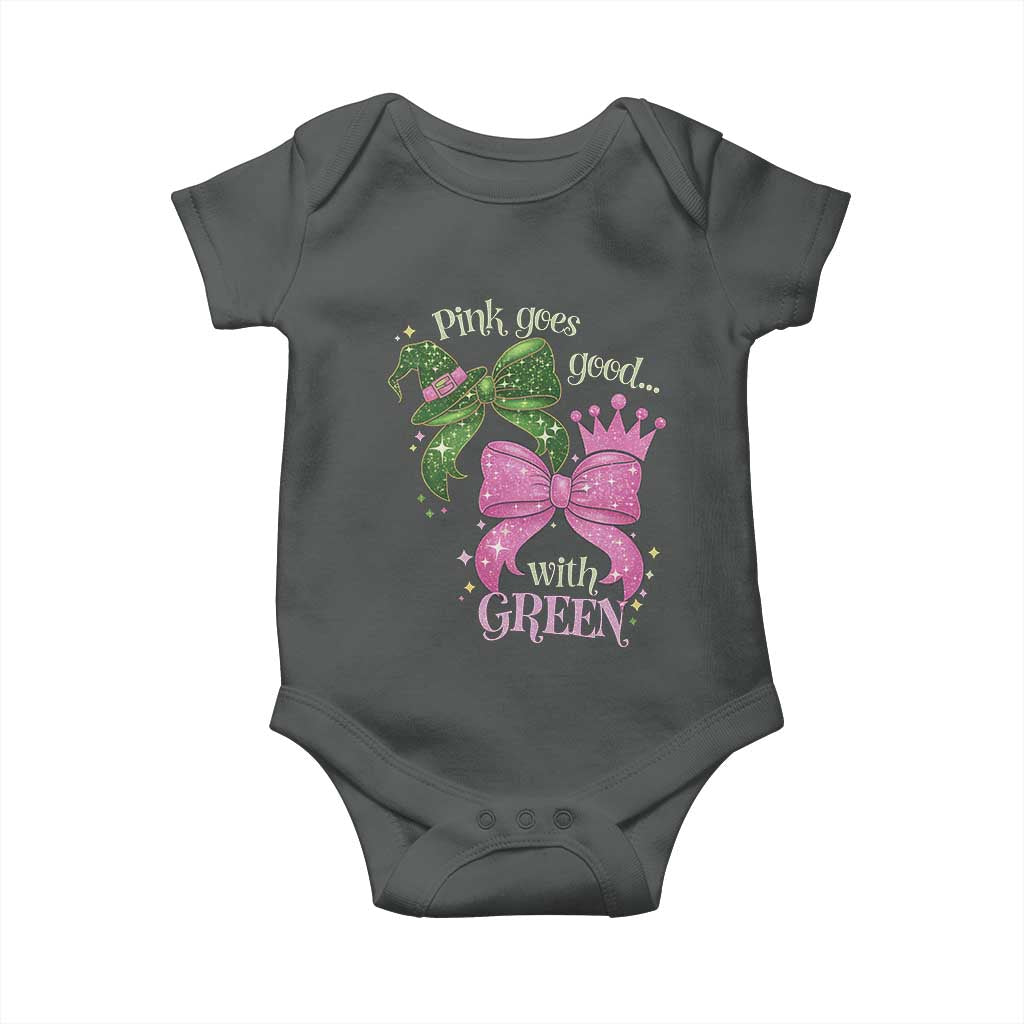 Green and Pink Coquette Bow Baby Onesie Pink Goes Good With Green