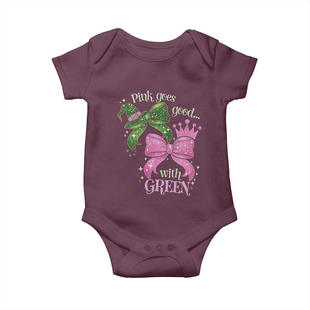 Green and Pink Coquette Bow Baby Onesie Pink Goes Good With Green