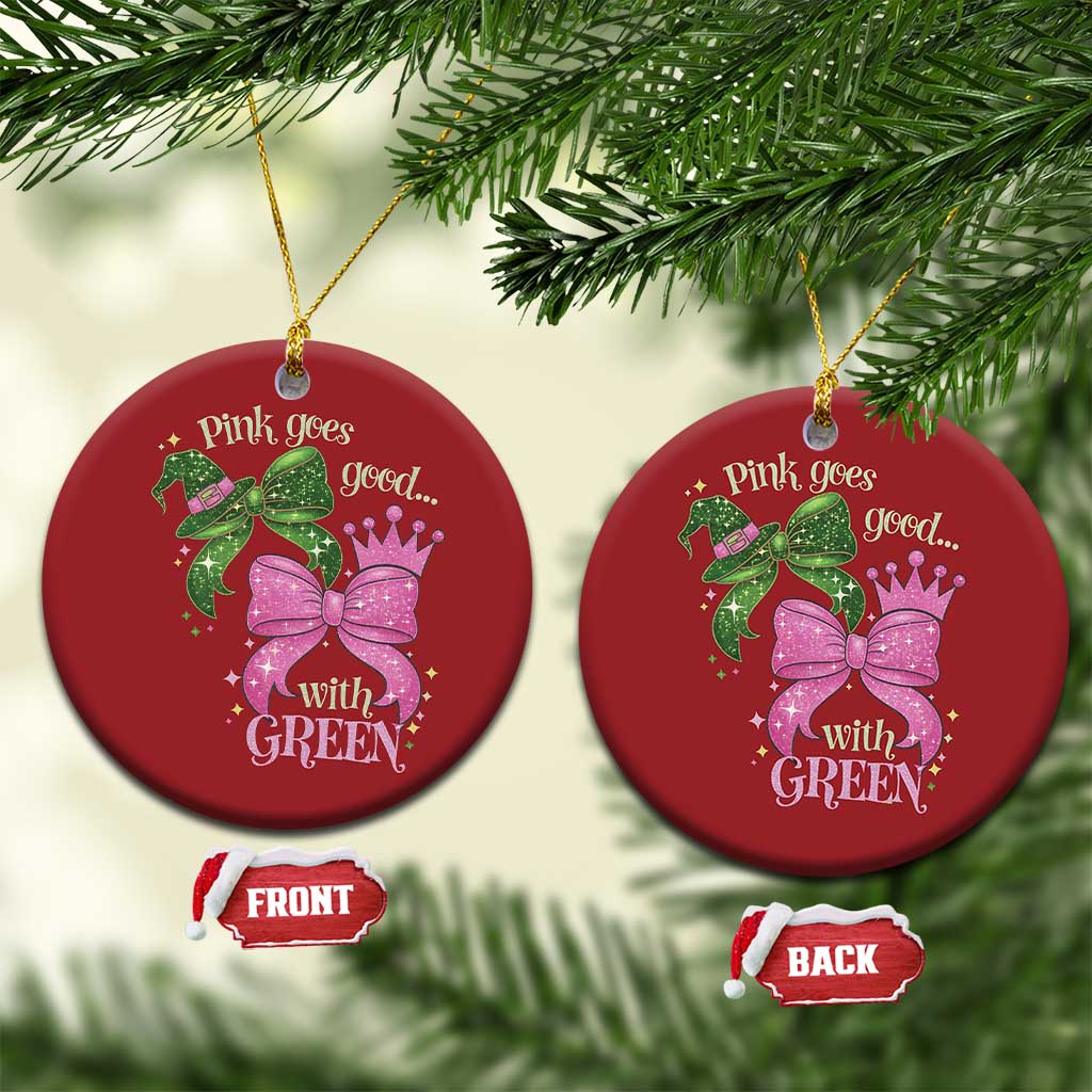 Green and Pink Coquette Bow Christmas Ornament Pink Goes Good With Green - Wonder Print Shop