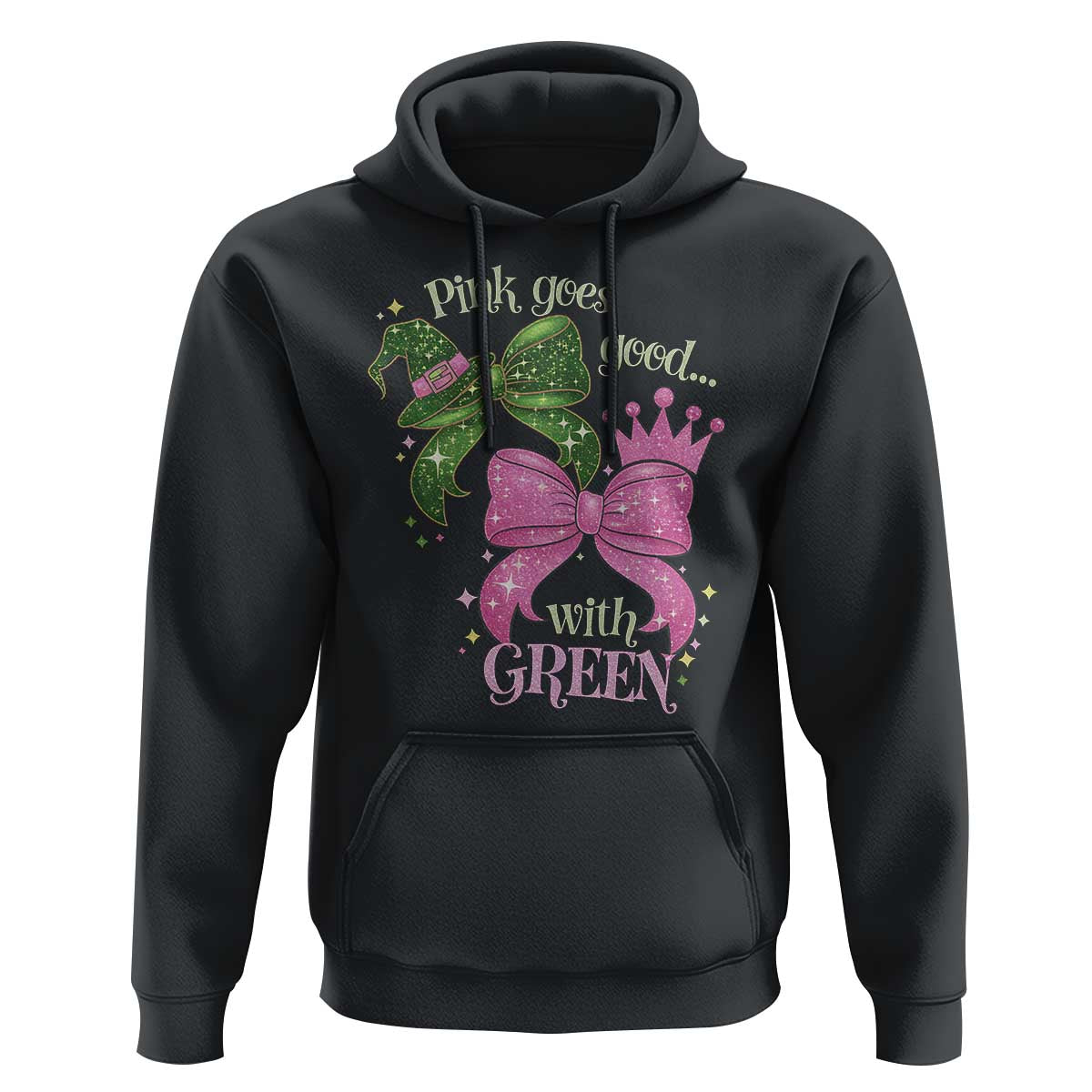 Green and Pink Coquette Bow Hoodie Pink Goes Good With Green