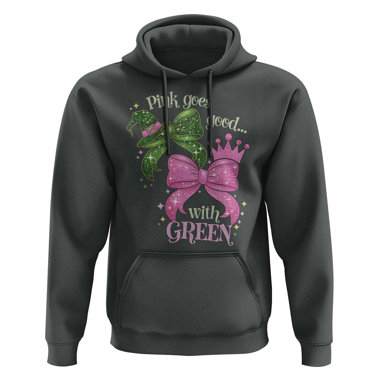 Green and Pink Coquette Bow Hoodie Pink Goes Good With Green