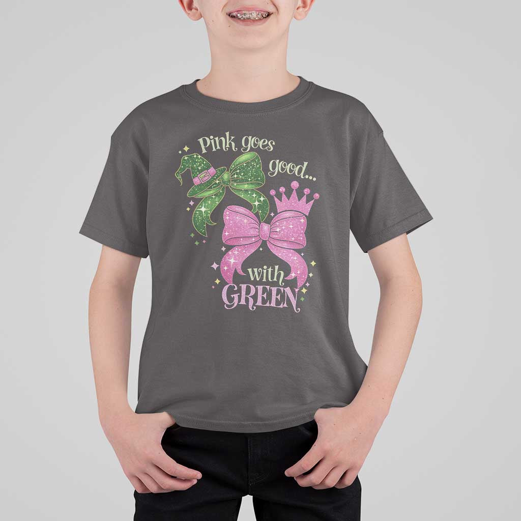 Green and Pink Coquette Bow T Shirt For Kid Pink Goes Good With Green - Wonder Print Shop