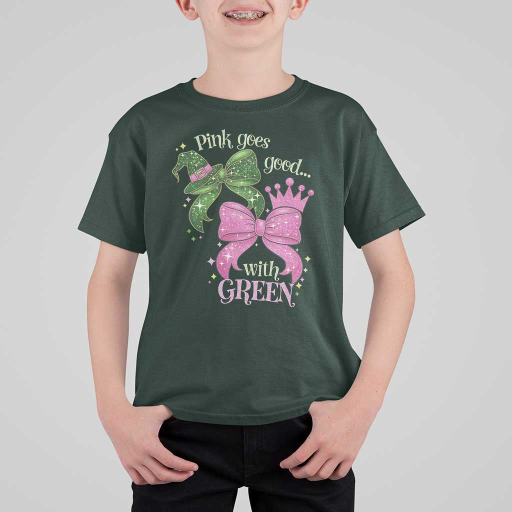 Green and Pink Coquette Bow T Shirt For Kid Pink Goes Good With Green - Wonder Print Shop