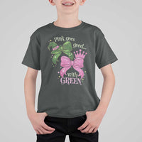 Green and Pink Coquette Bow T Shirt For Kid Pink Goes Good With Green - Wonder Print Shop