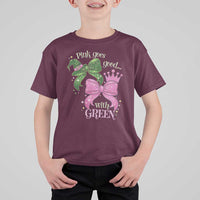Green and Pink Coquette Bow T Shirt For Kid Pink Goes Good With Green - Wonder Print Shop