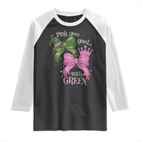 Green and Pink Coquette Bow Raglan Shirt Pink Goes Good With Green