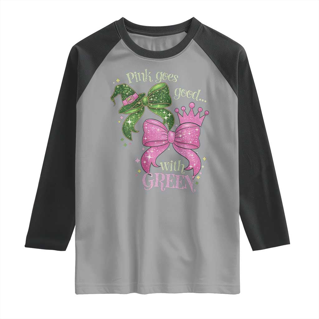 Green and Pink Coquette Bow Raglan Shirt Pink Goes Good With Green
