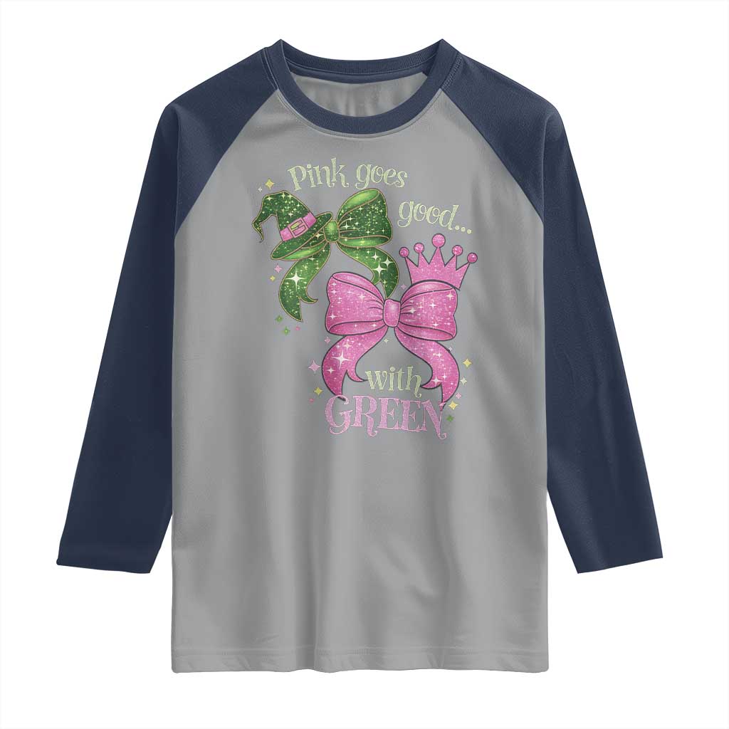 Green and Pink Coquette Bow Raglan Shirt Pink Goes Good With Green