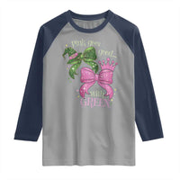 Green and Pink Coquette Bow Raglan Shirt Pink Goes Good With Green