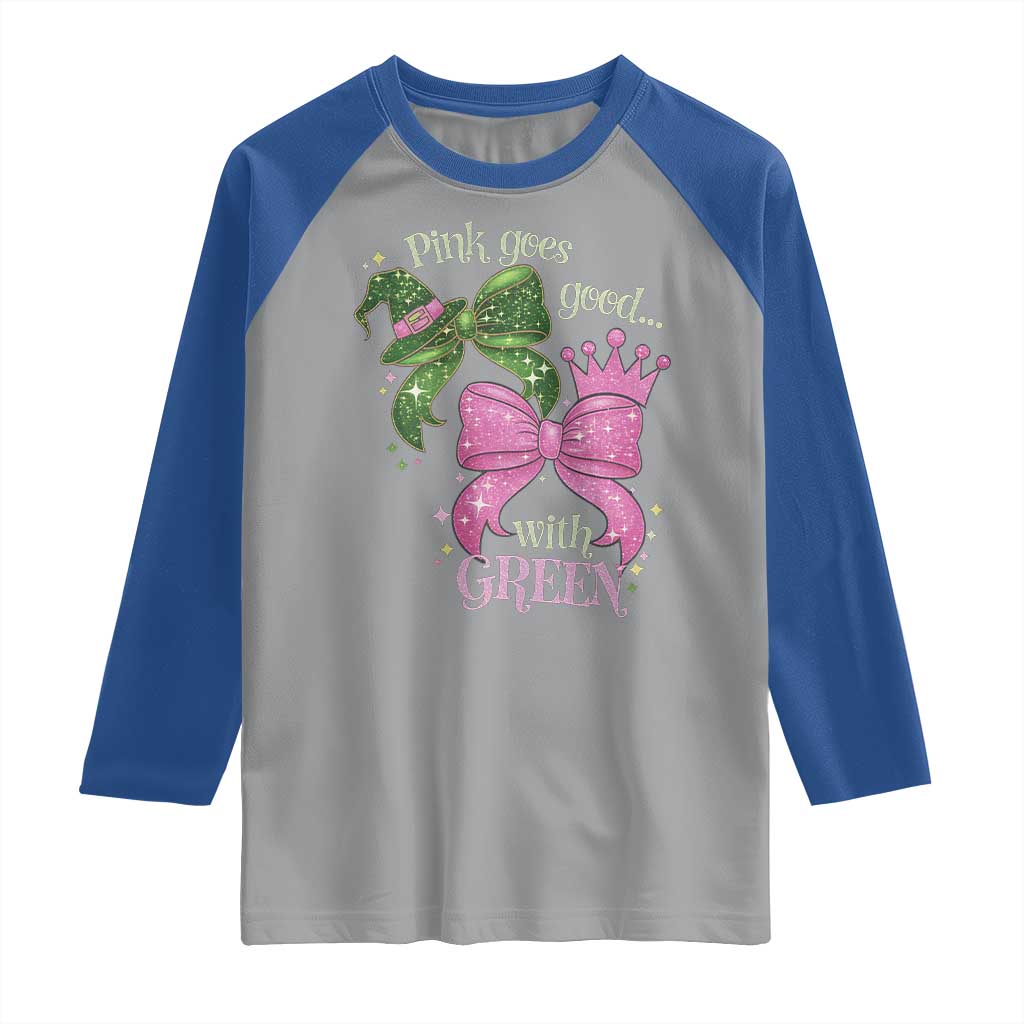 Green and Pink Coquette Bow Raglan Shirt Pink Goes Good With Green