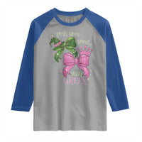 Green and Pink Coquette Bow Raglan Shirt Pink Goes Good With Green