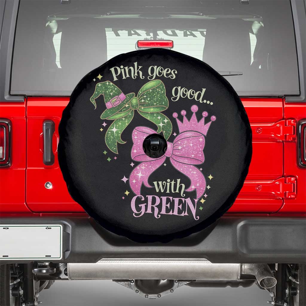 Green and Pink Coquette Bow Spare Tire Cover Pink Goes Good With Green