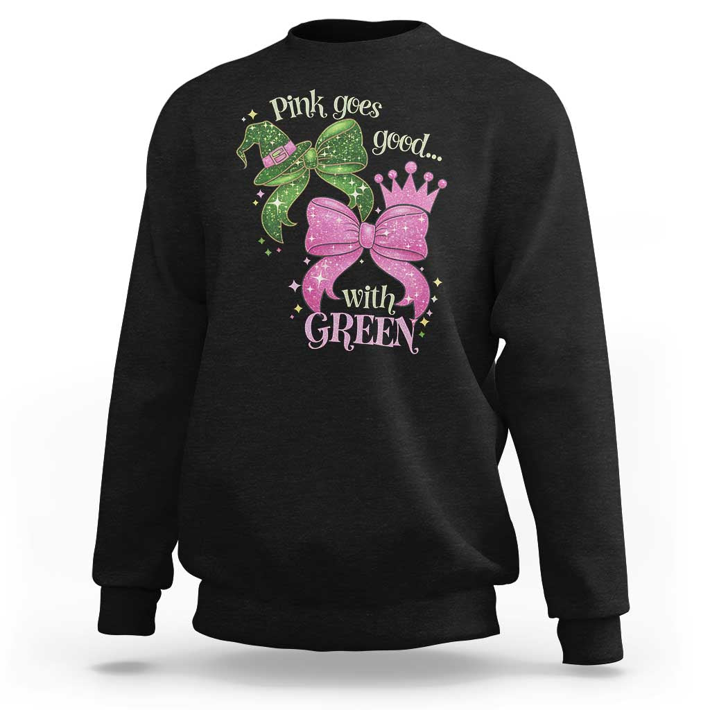 Green and Pink Coquette Bow Sweatshirt Pink Goes Good With Green - Wonder Print Shop