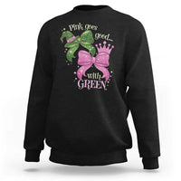 Green and Pink Coquette Bow Sweatshirt Pink Goes Good With Green - Wonder Print Shop