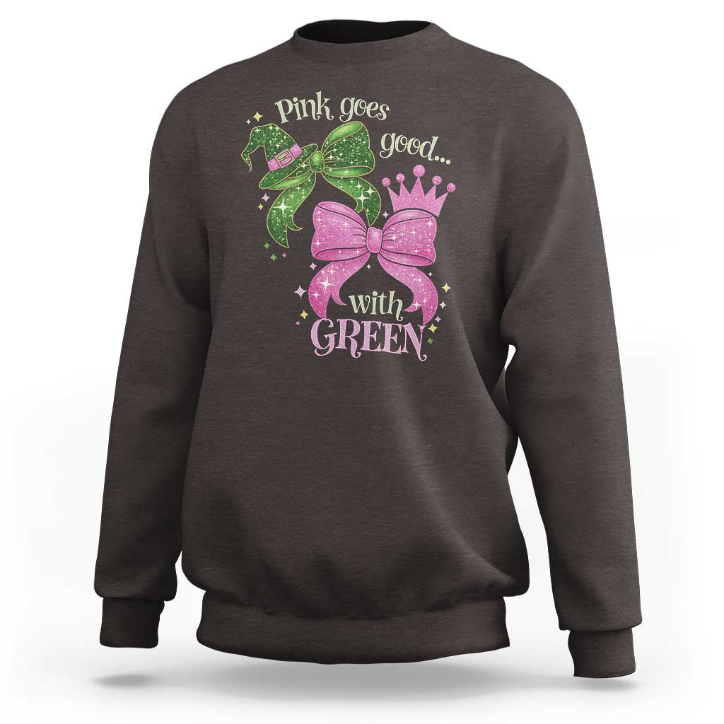 Green and Pink Coquette Bow Sweatshirt Pink Goes Good With Green - Wonder Print Shop