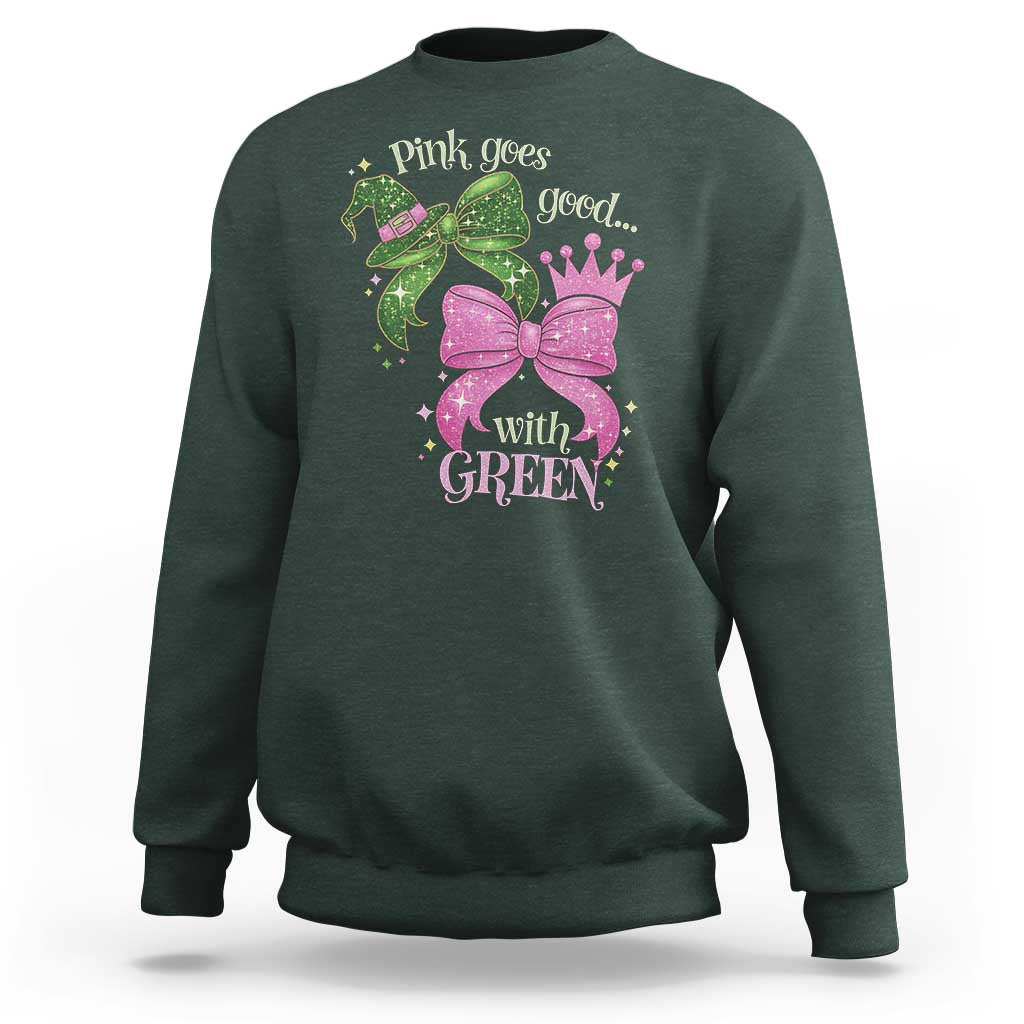 Green and Pink Coquette Bow Sweatshirt Pink Goes Good With Green - Wonder Print Shop