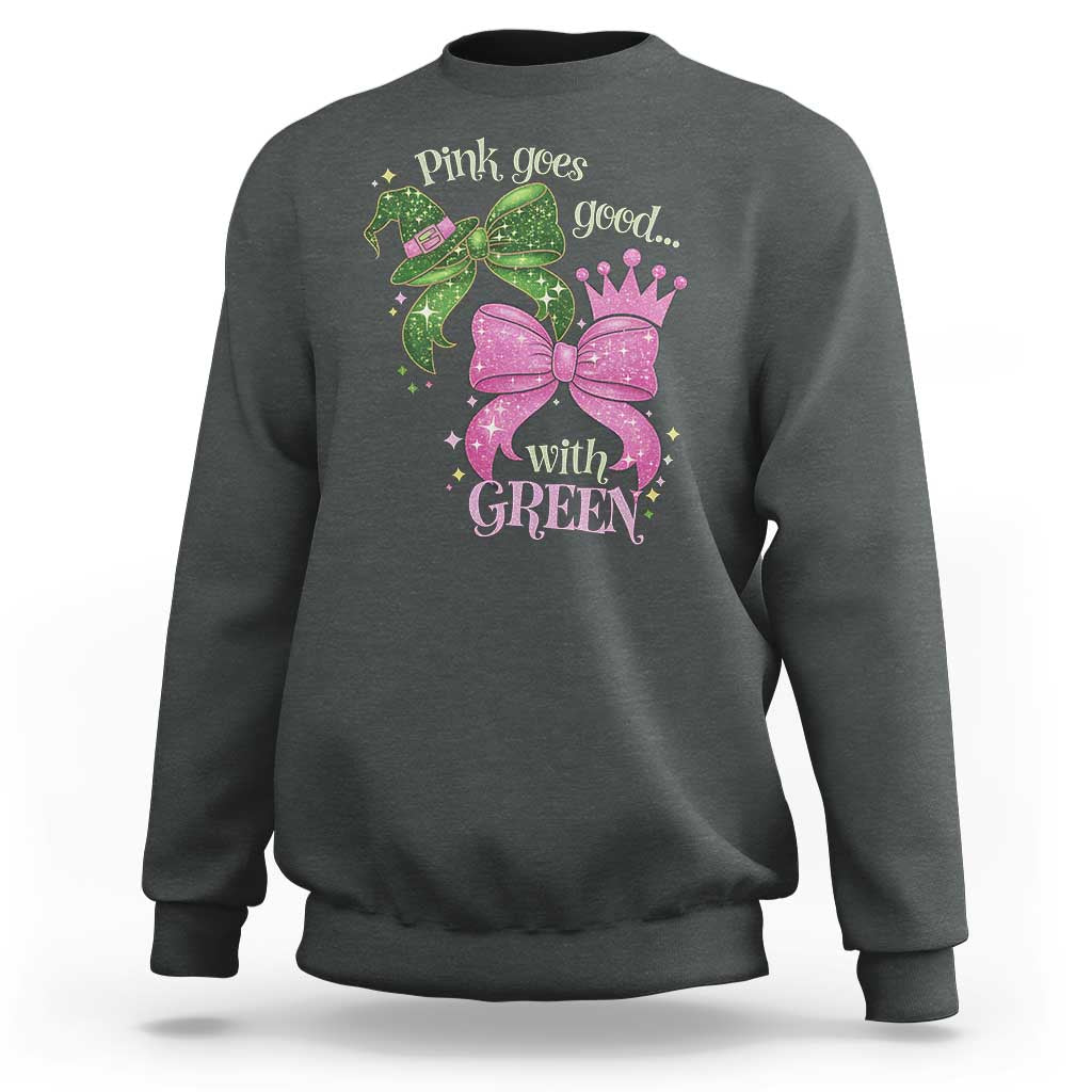 Green and Pink Coquette Bow Sweatshirt Pink Goes Good With Green - Wonder Print Shop
