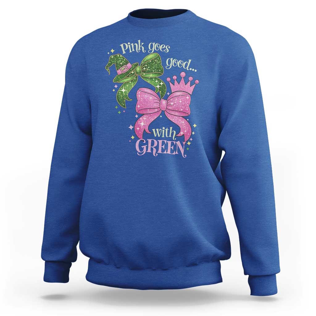 Green and Pink Coquette Bow Sweatshirt Pink Goes Good With Green - Wonder Print Shop
