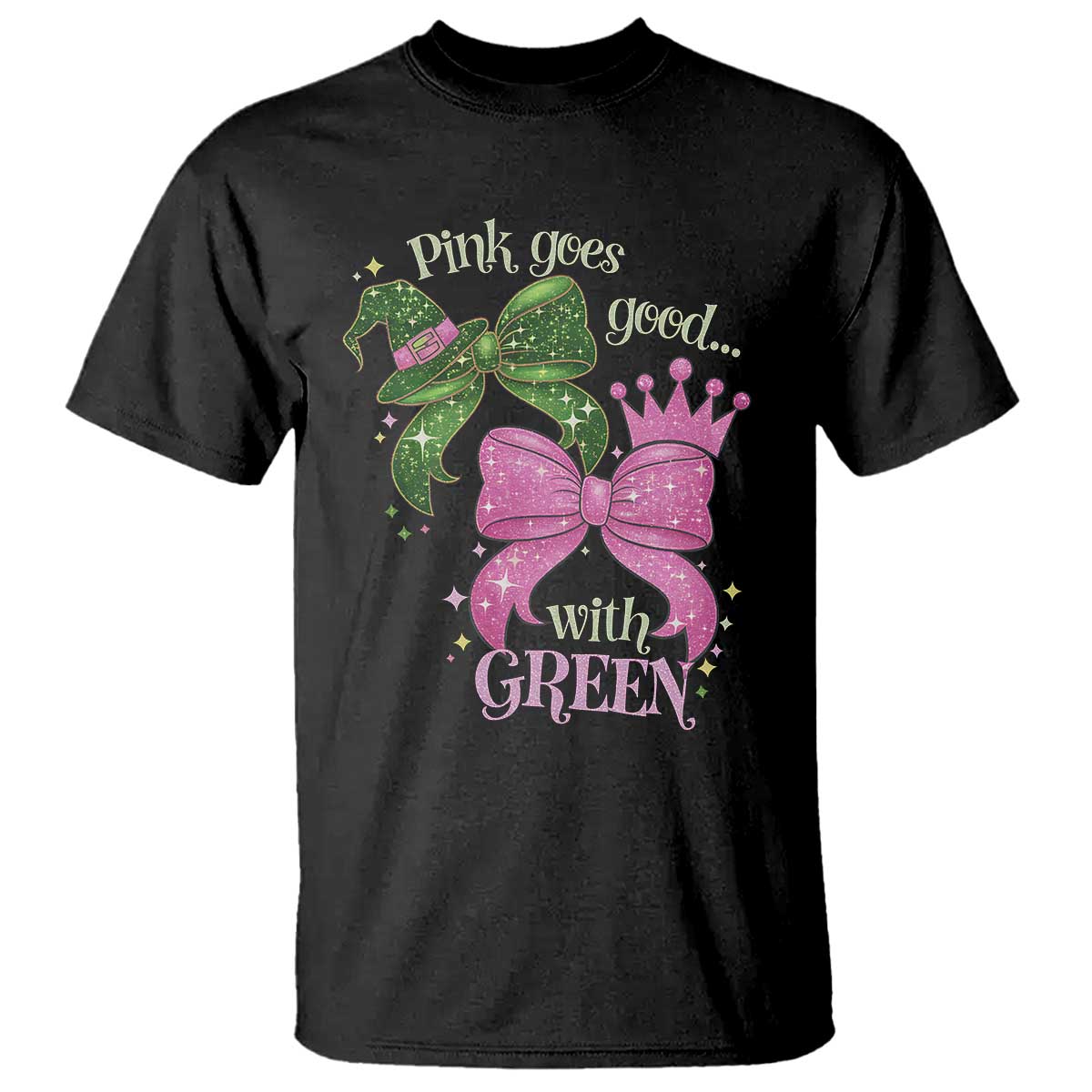 Green and Pink Coquette Bow T Shirt Pink Goes Good With Green - Wonder Print Shop