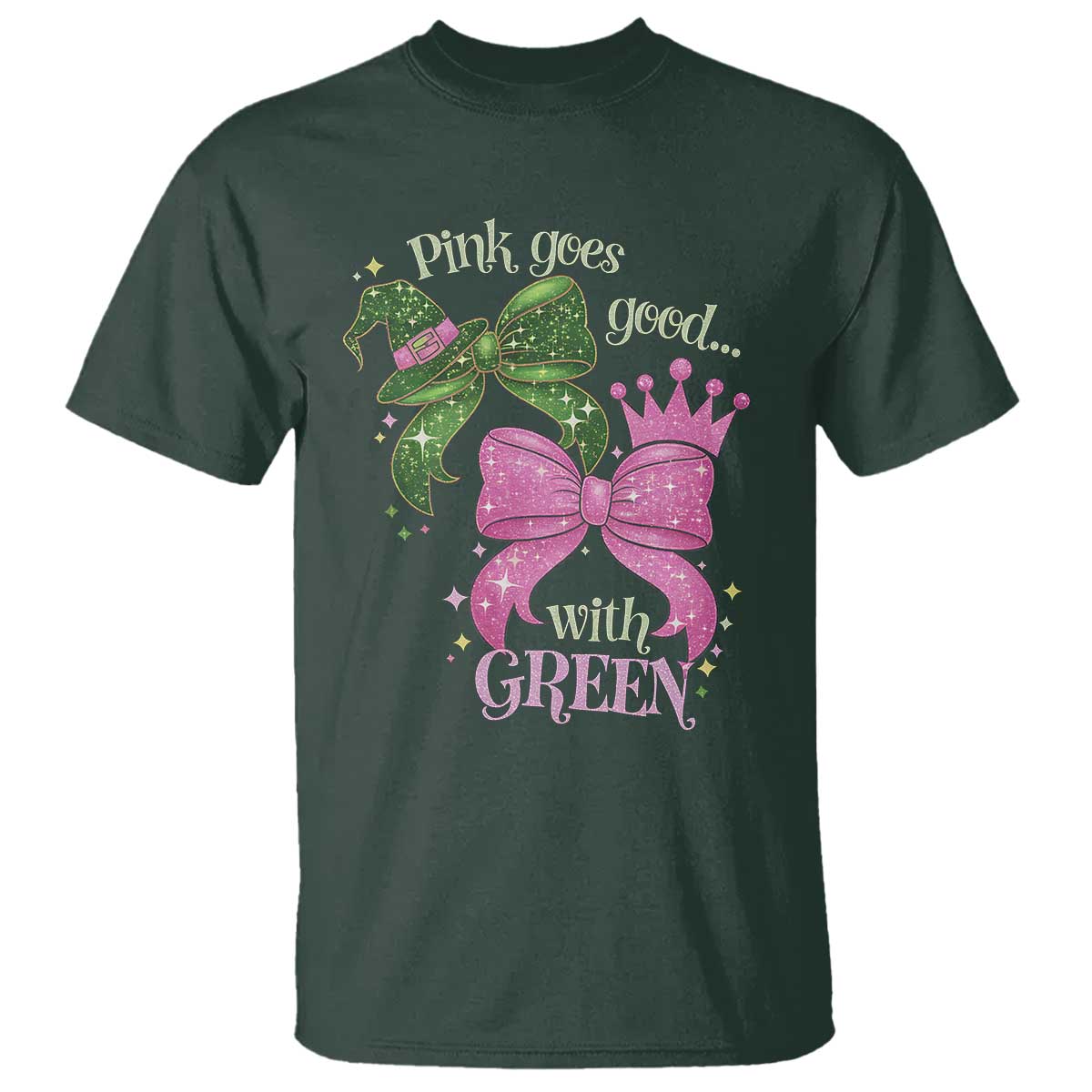 Green and Pink Coquette Bow T Shirt Pink Goes Good With Green - Wonder Print Shop