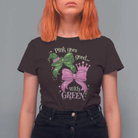 Green and Pink Coquette Bow T Shirt For Women Pink Goes Good With Green - Wonder Print Shop