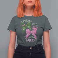 Green and Pink Coquette Bow T Shirt For Women Pink Goes Good With Green - Wonder Print Shop