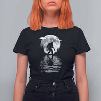 Bigfoot T Shirt For Women Sasquatch Under The Moon Cryptid - Wonder Print Shop