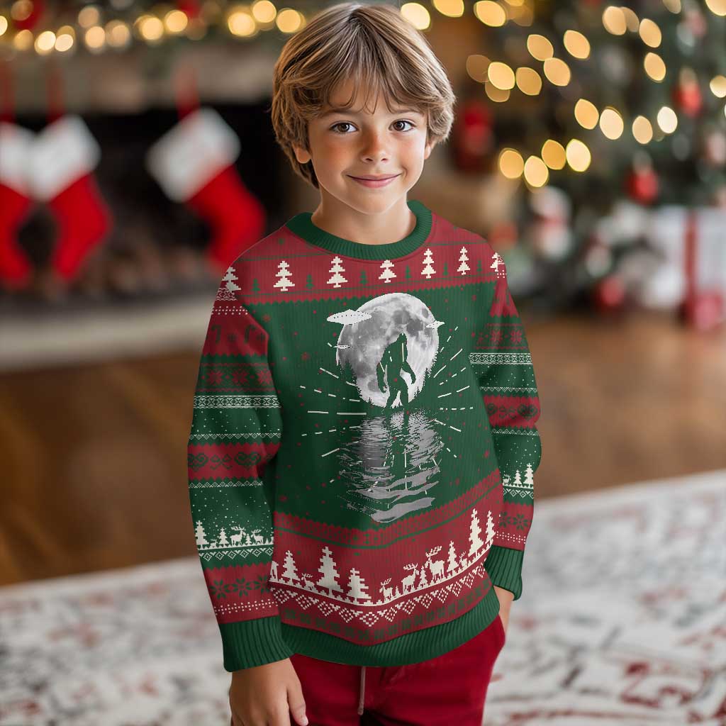 Bigfoot Ugly Christmas Sweater Sasquatch Under The Moon Cryptid - Wonder Print Shop