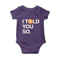 Funny Bitcoin Baby Onesie Bitcoin I Told You So Funny BTC Crypto Cryptocurrency Trader
