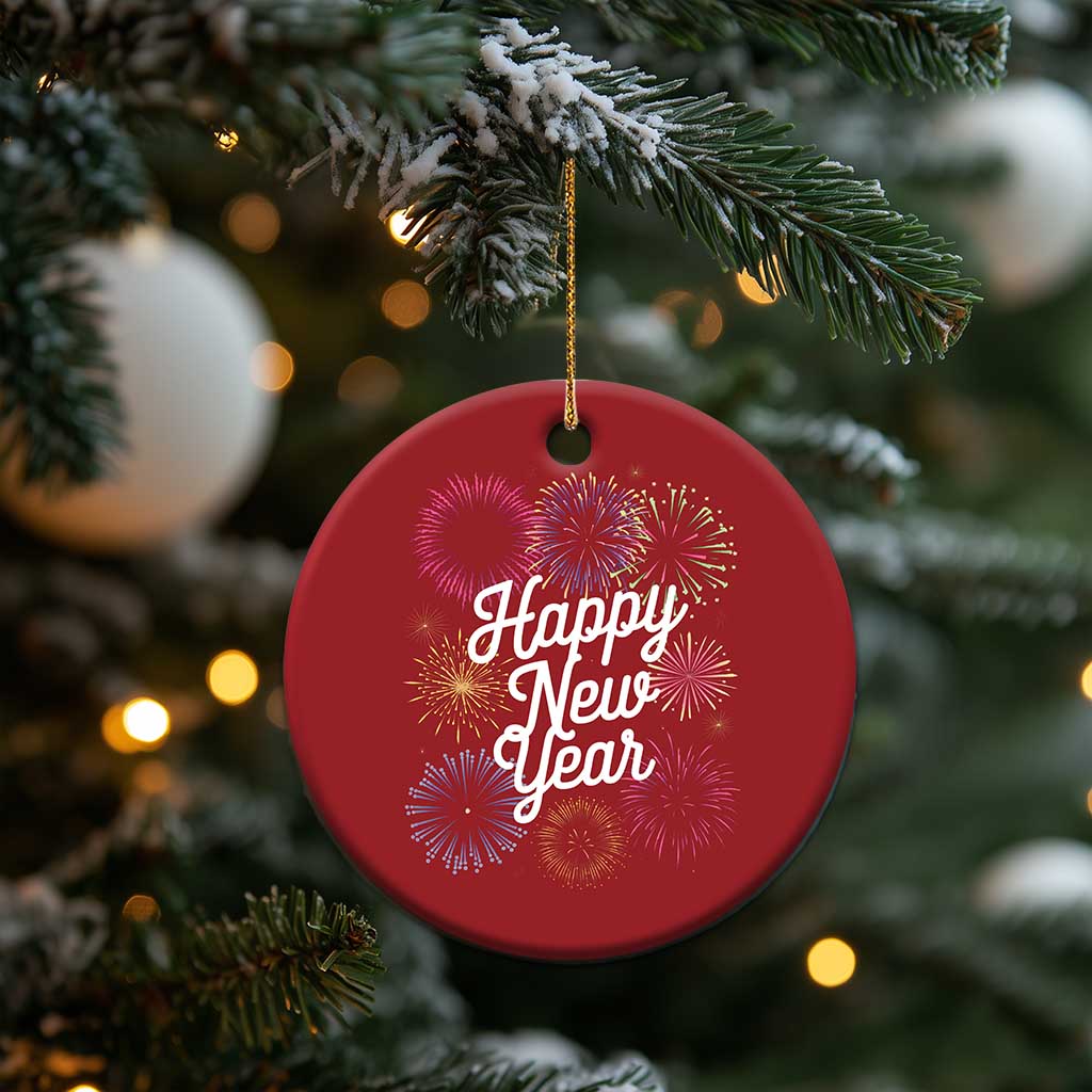 Happy New Year 2025 Christmas Ornament Fireworks Party Supplies Family Matching - Wonder Print Shop