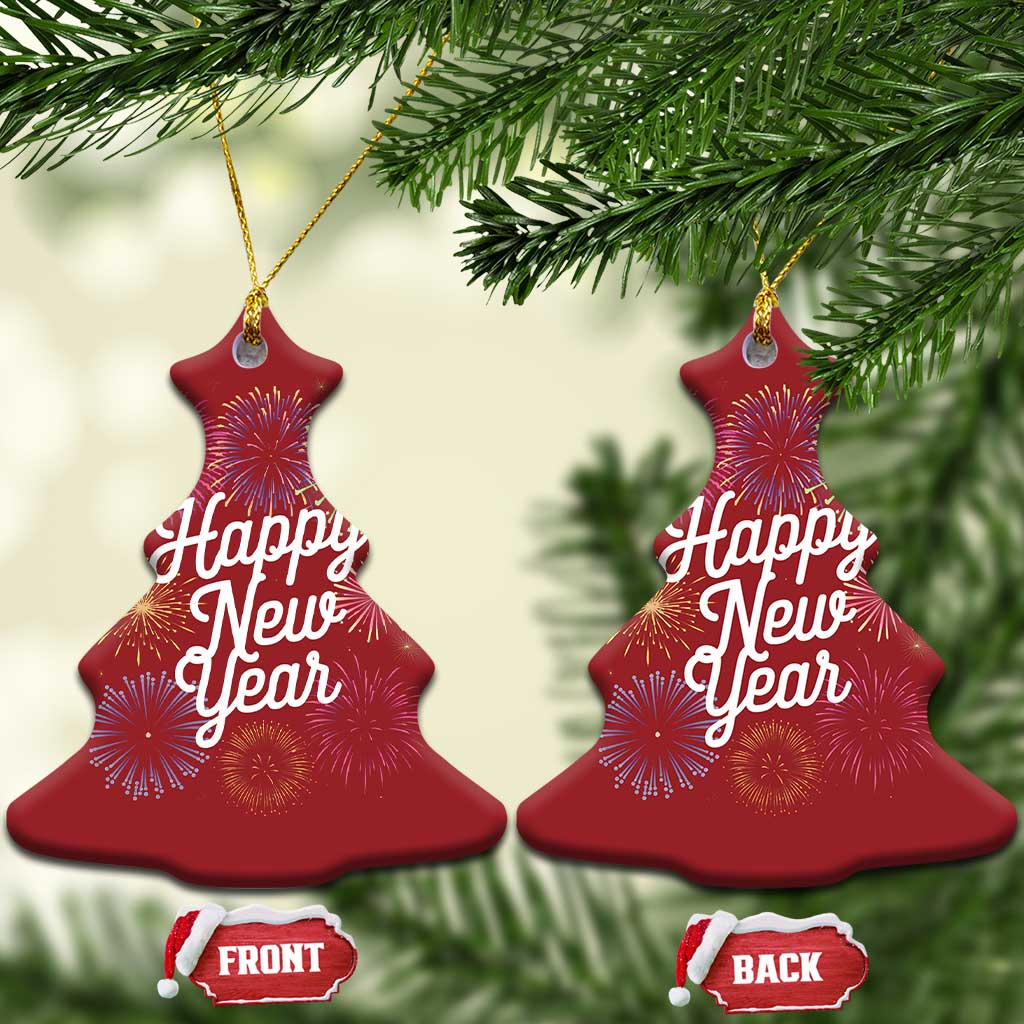 Happy New Year 2025 Christmas Ornament Fireworks Party Supplies Family Matching - Wonder Print Shop