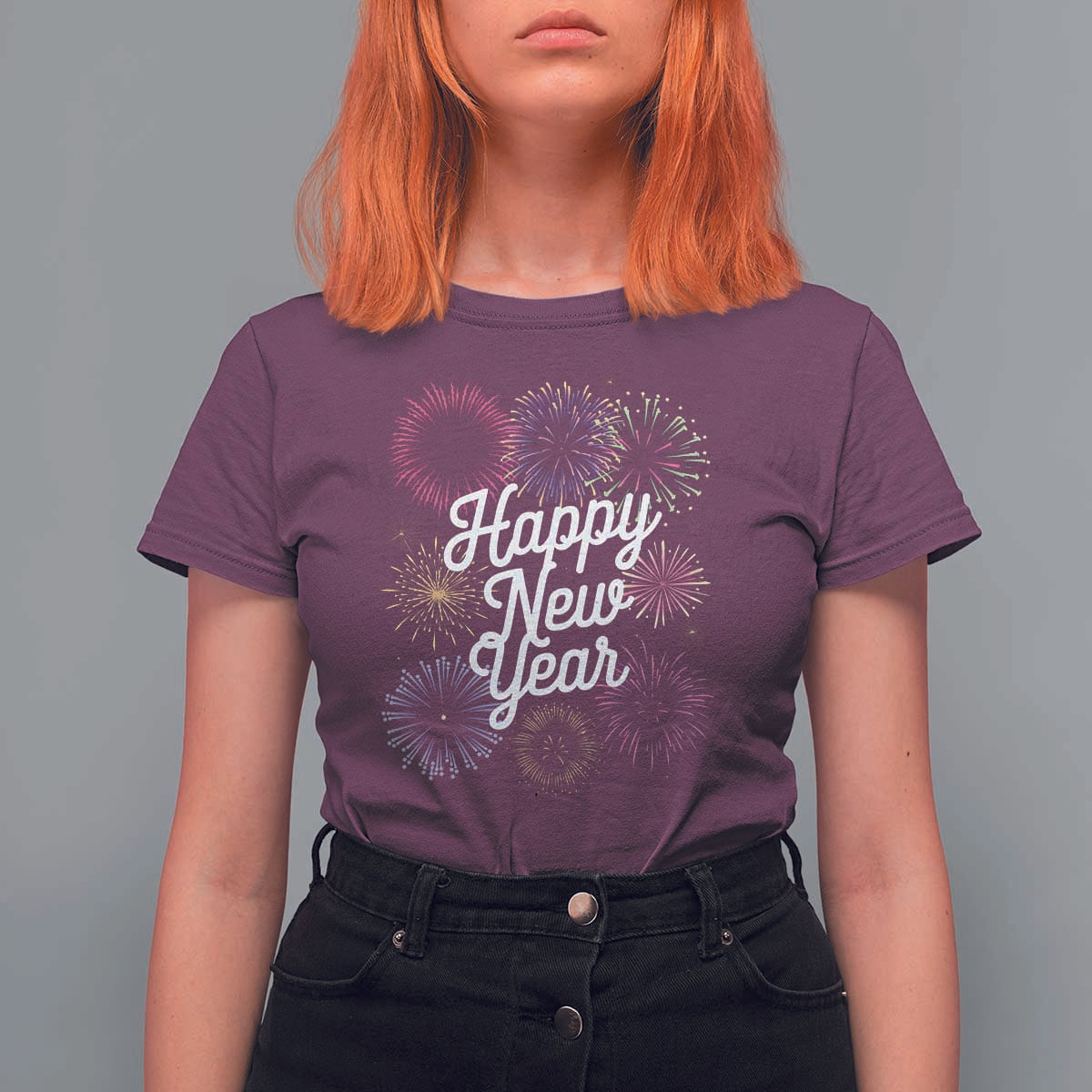 Happy New Year 2025 T Shirt For Women Fireworks Party Supplies Family Matching - Wonder Print Shop