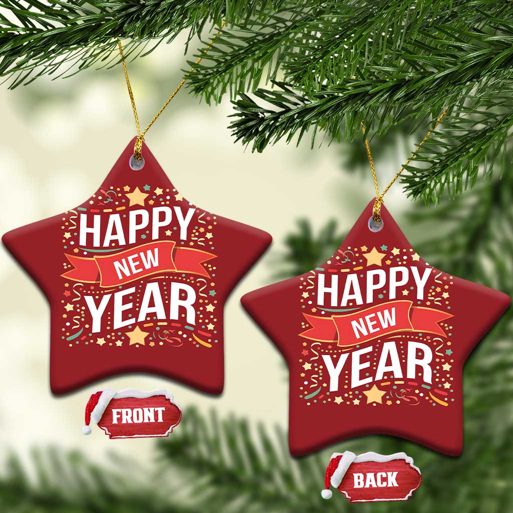 Happy New Year 2025 Christmas Ornament Confetti Fireworks Party Supplies Family Matching - Wonder Print Shop