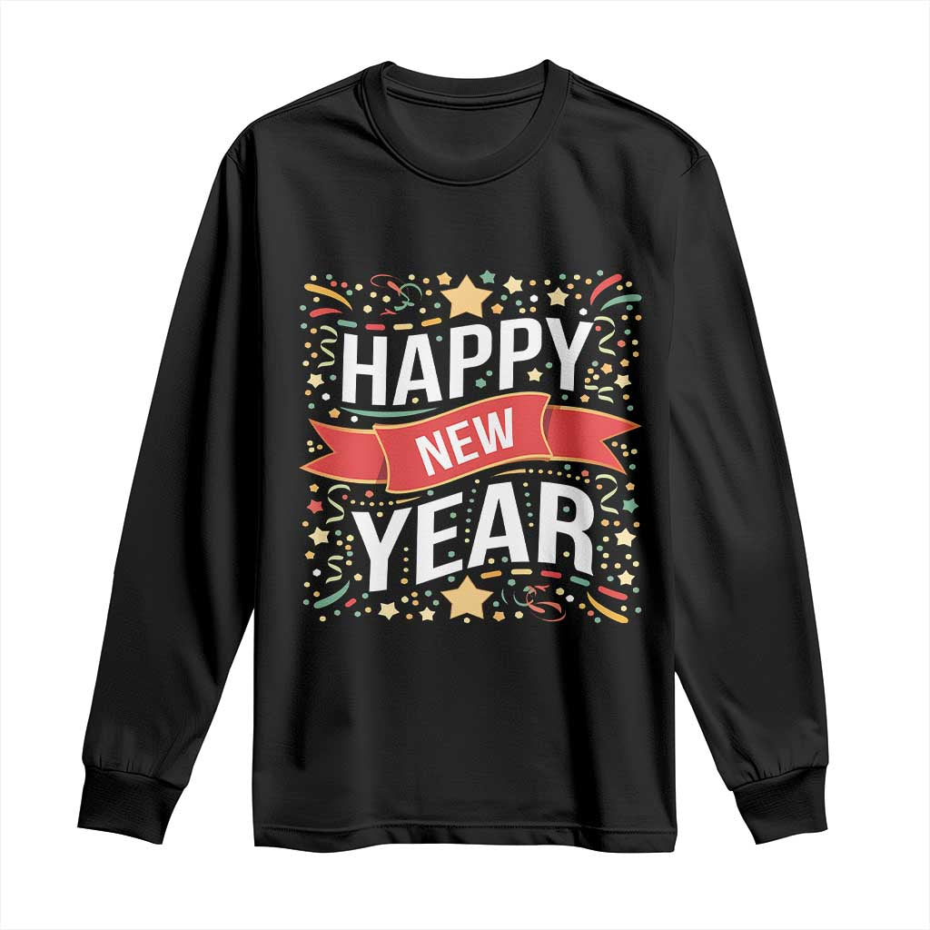 Happy New Year 2025 Long Sleeve Shirt Confetti Fireworks Party Supplies Family Matching