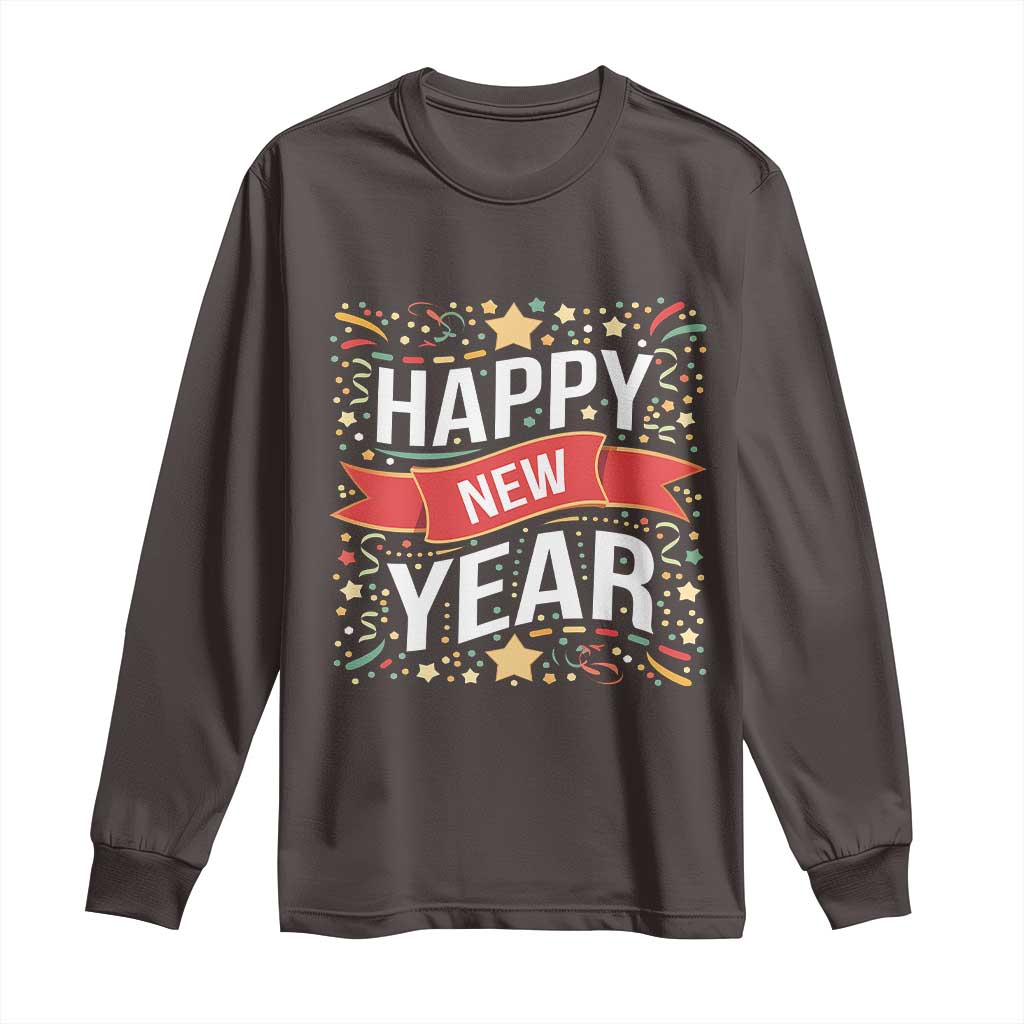 Happy New Year 2025 Long Sleeve Shirt Confetti Fireworks Party Supplies Family Matching