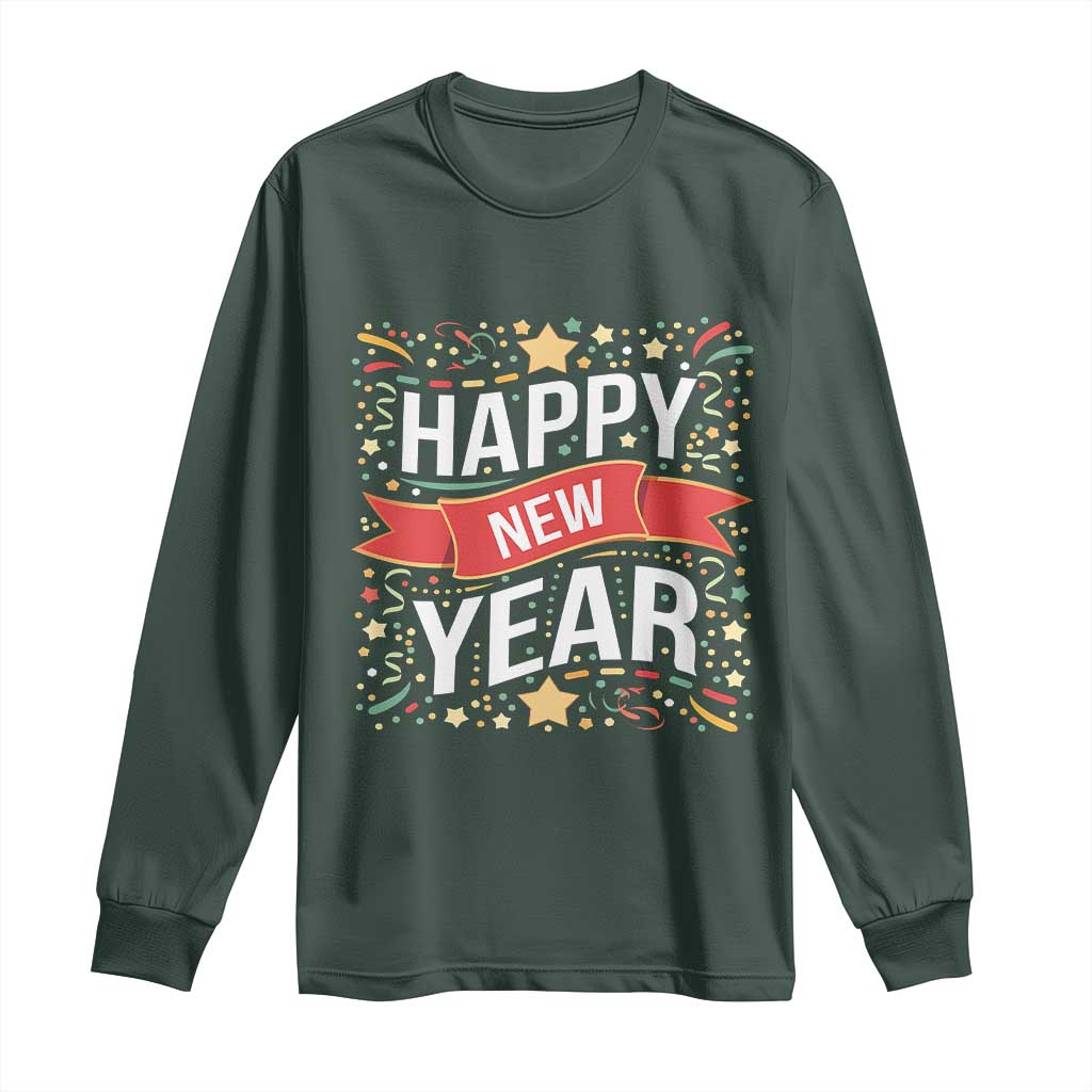 Happy New Year 2025 Long Sleeve Shirt Confetti Fireworks Party Supplies Family Matching