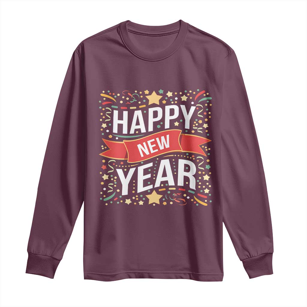 Happy New Year 2025 Long Sleeve Shirt Confetti Fireworks Party Supplies Family Matching