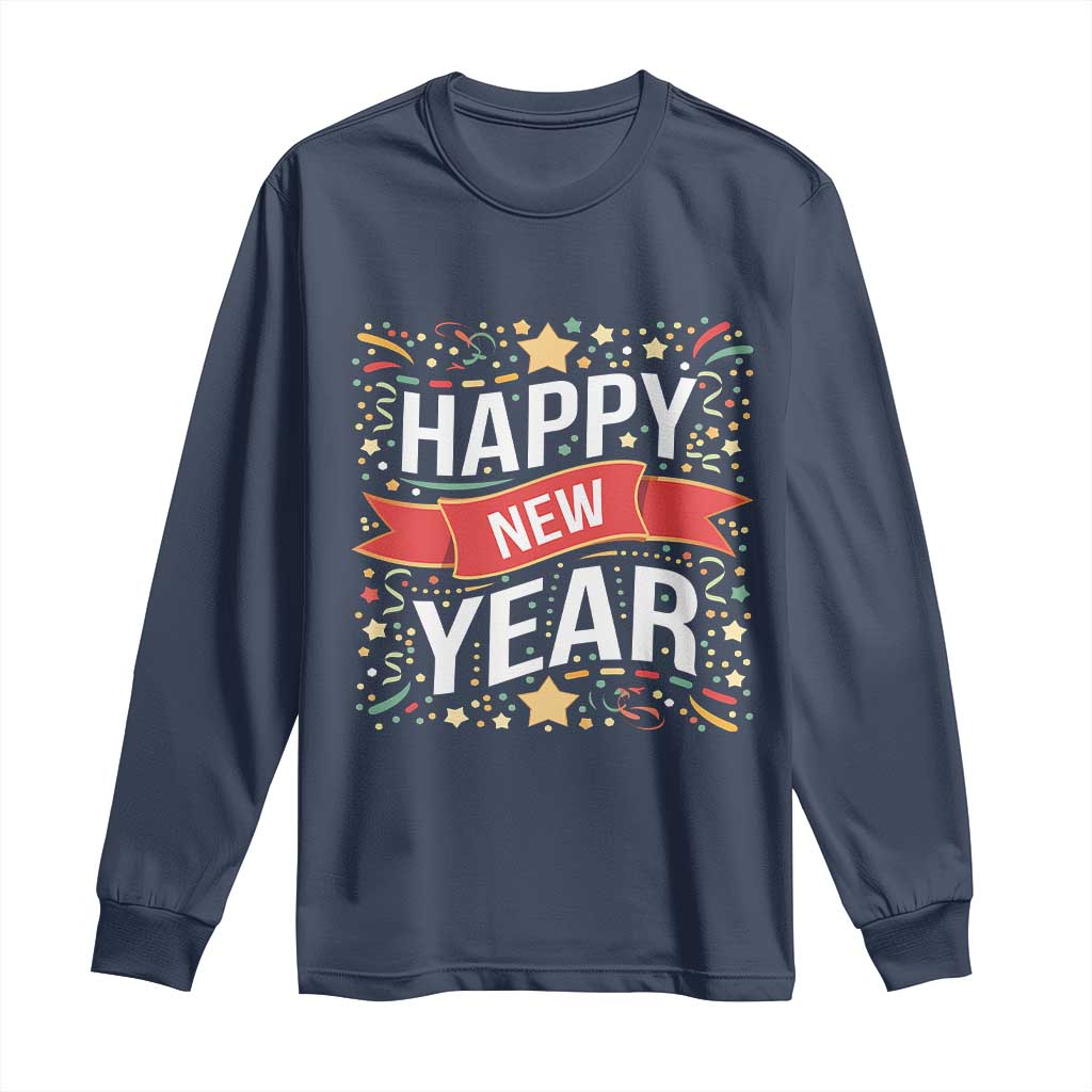Happy New Year 2025 Long Sleeve Shirt Confetti Fireworks Party Supplies Family Matching