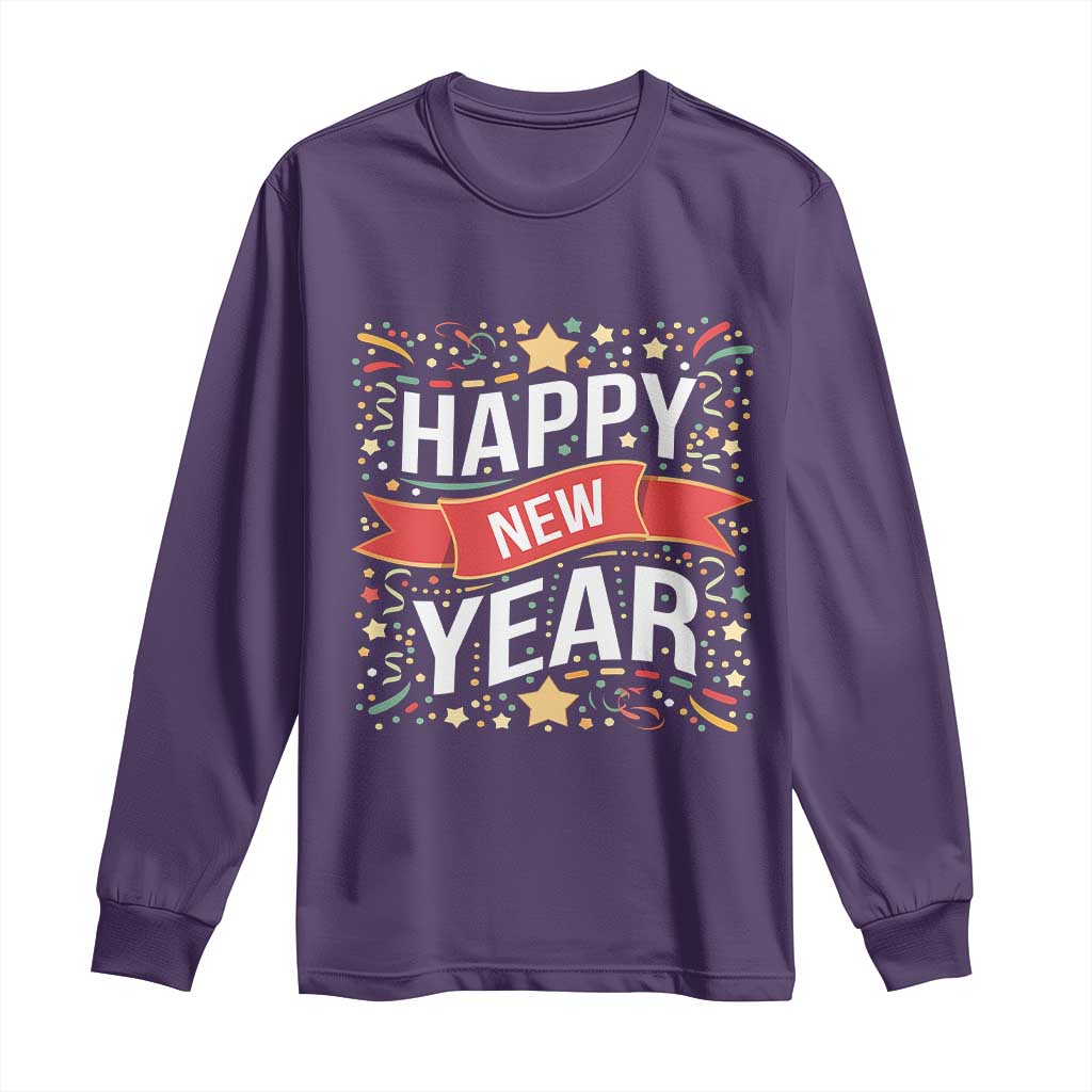 Happy New Year 2025 Long Sleeve Shirt Confetti Fireworks Party Supplies Family Matching