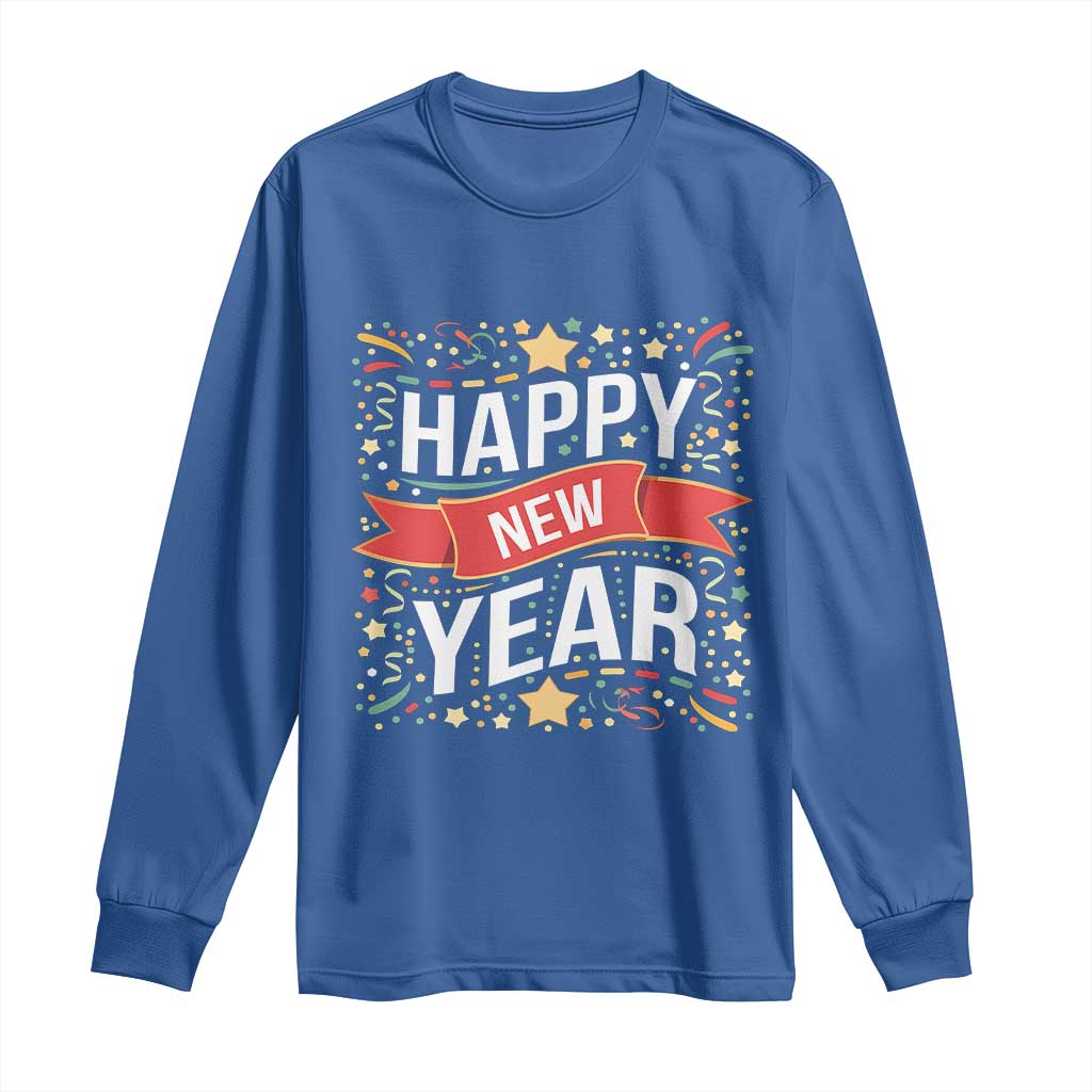 Happy New Year 2025 Long Sleeve Shirt Confetti Fireworks Party Supplies Family Matching