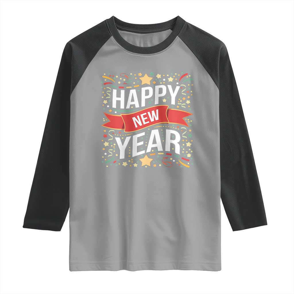 Happy New Year 2025 Raglan Shirt Confetti Fireworks Party Supplies Family Matching