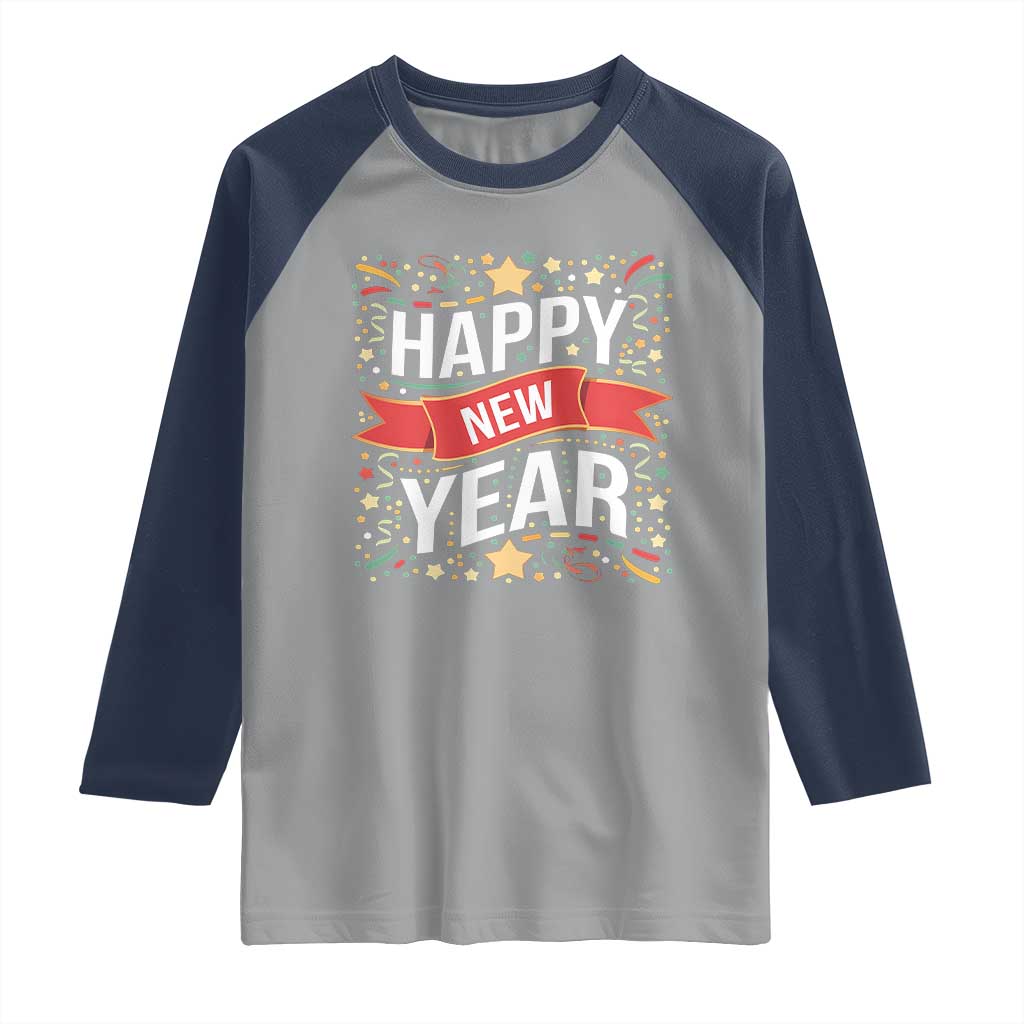 Happy New Year 2025 Raglan Shirt Confetti Fireworks Party Supplies Family Matching